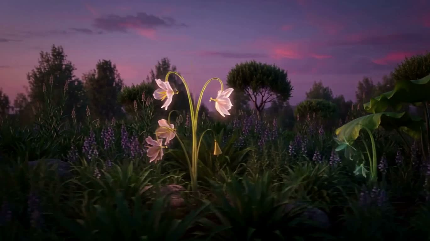 Symphonie botanique dans le jardin au crépuscule