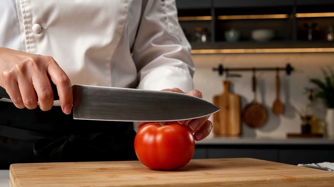 Gros plan d'une tranche de tomate au ralenti