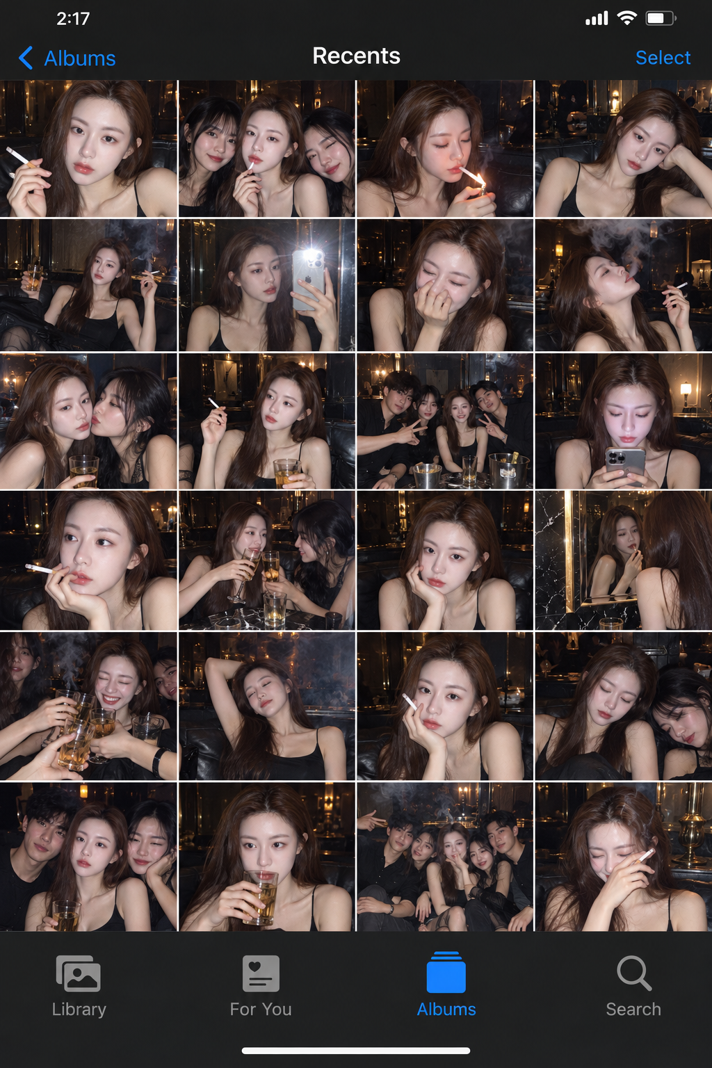 写实iPhone夜生活相册网格