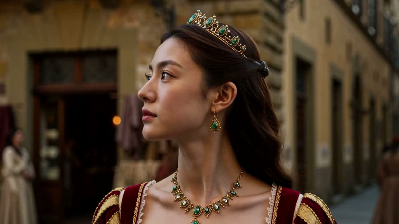 Close-up of a noblewoman on a Florence street