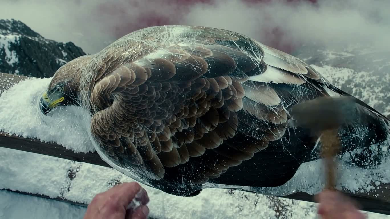 Sauvetage à la première personne de l'aigle gelé