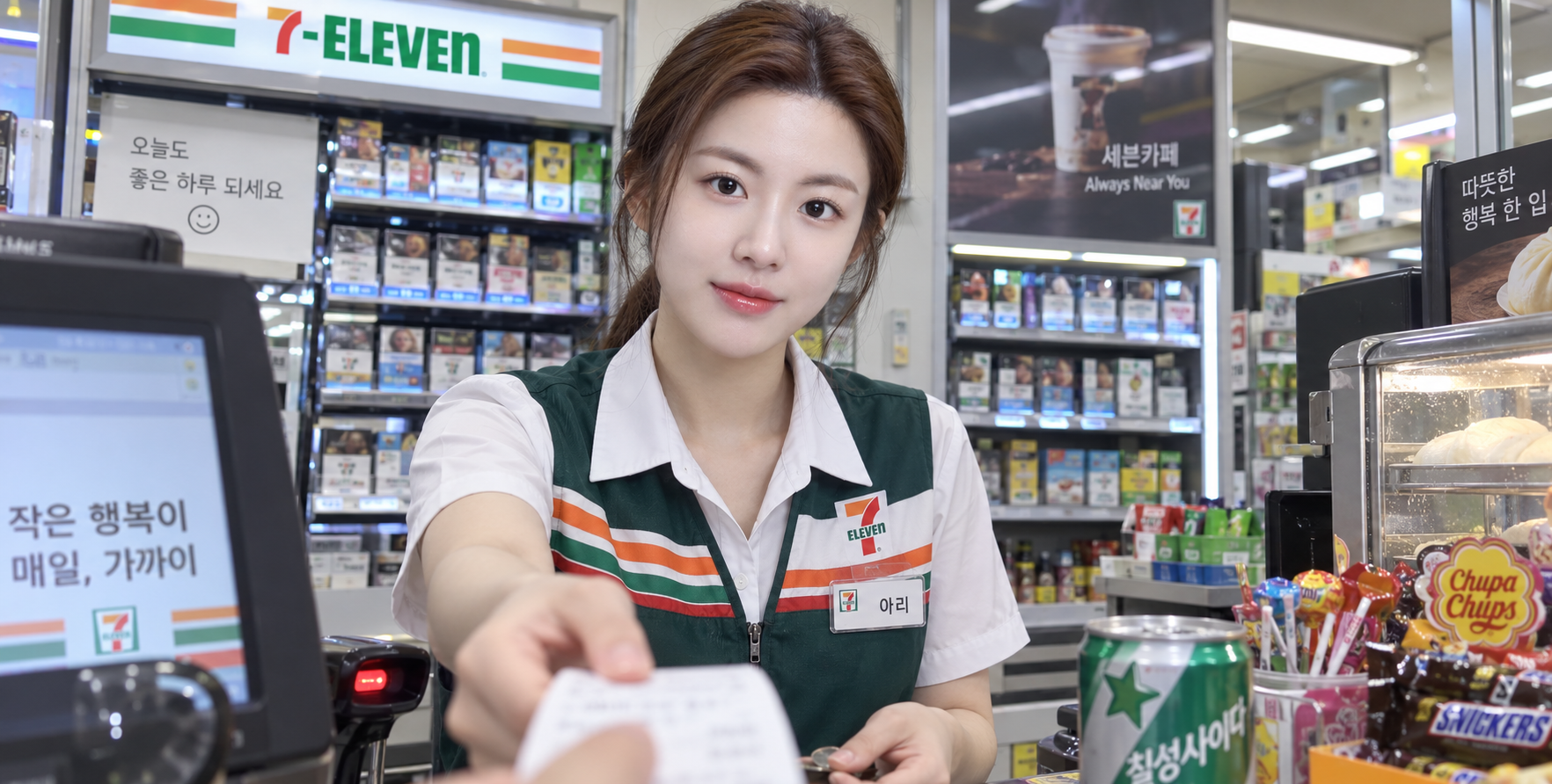 便利店里的温柔韩国收银员