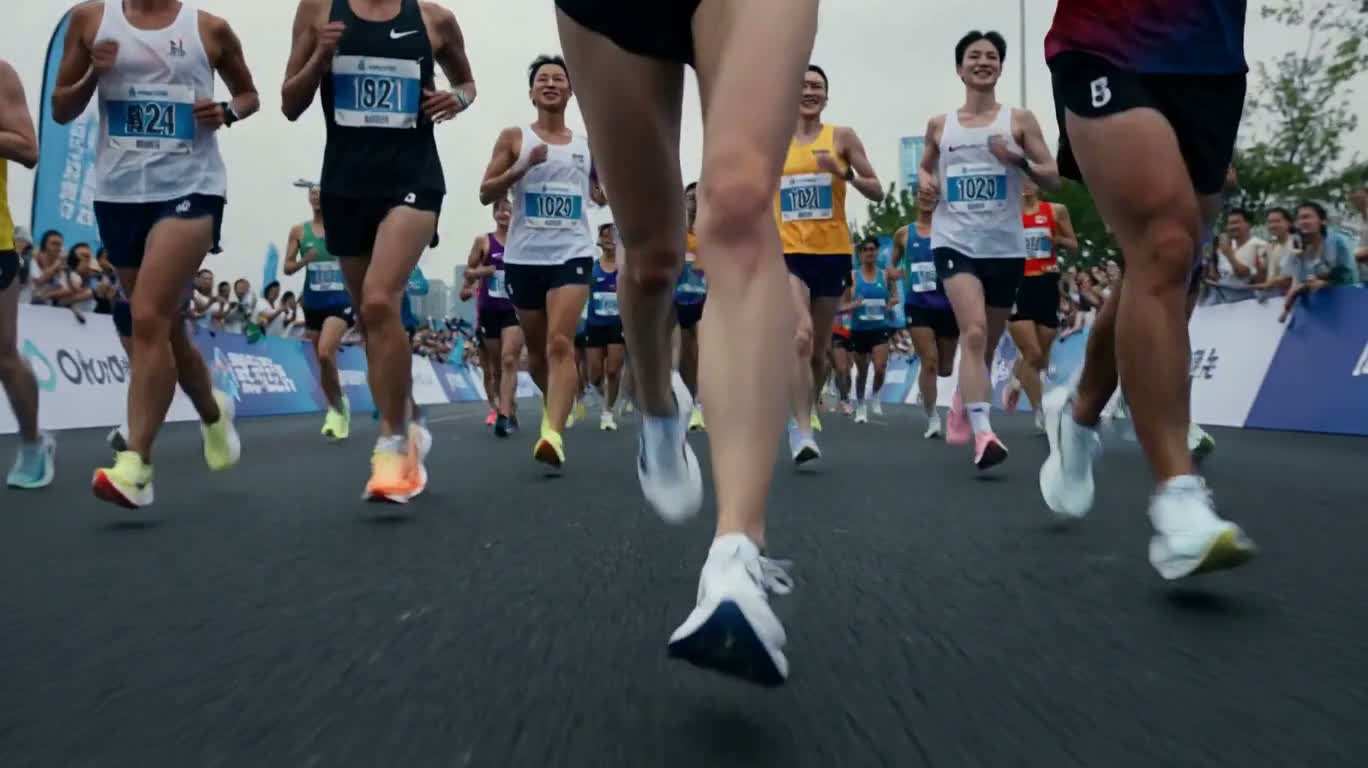 Célébration à la ligne d'arrivée du marathon
