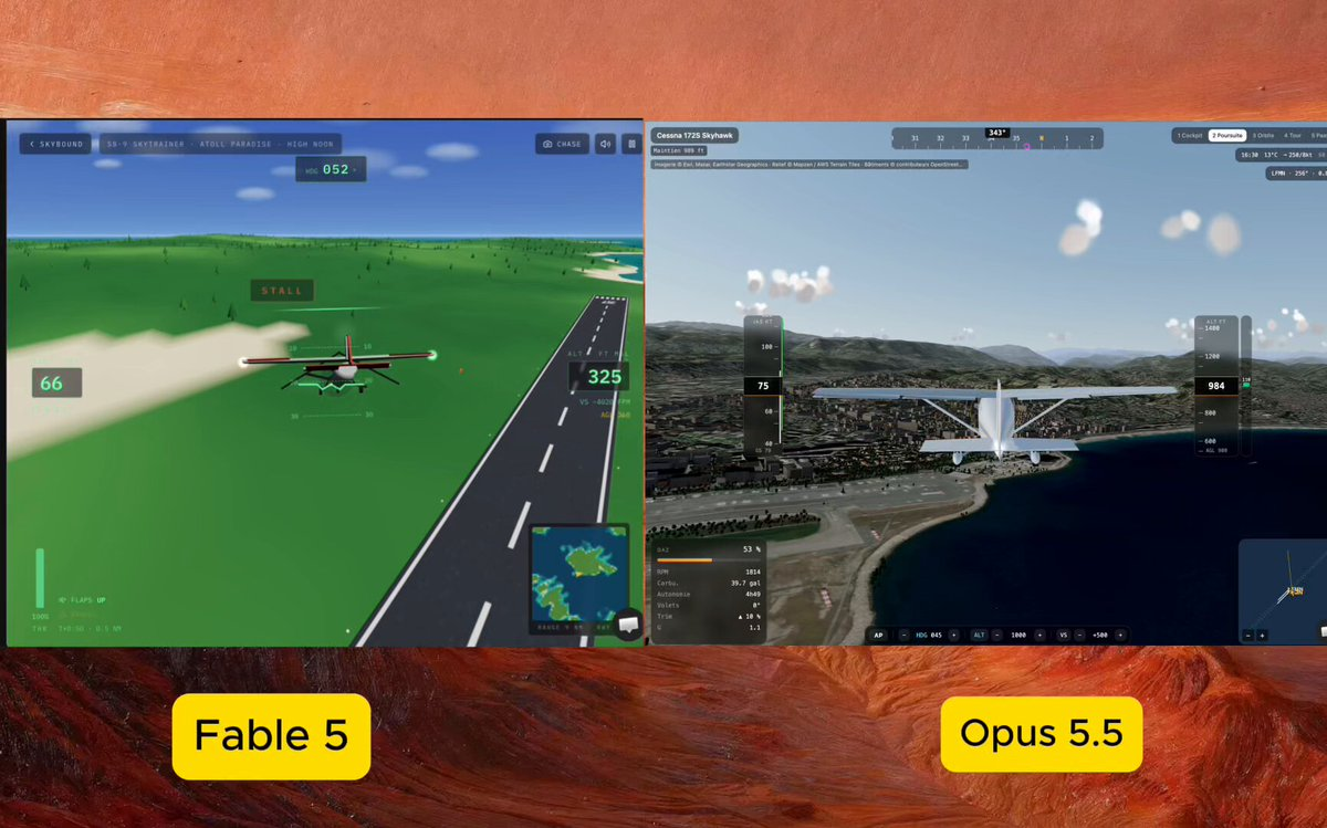 飞行模拟器：Fable5对比Opus5.5 — AI video creation