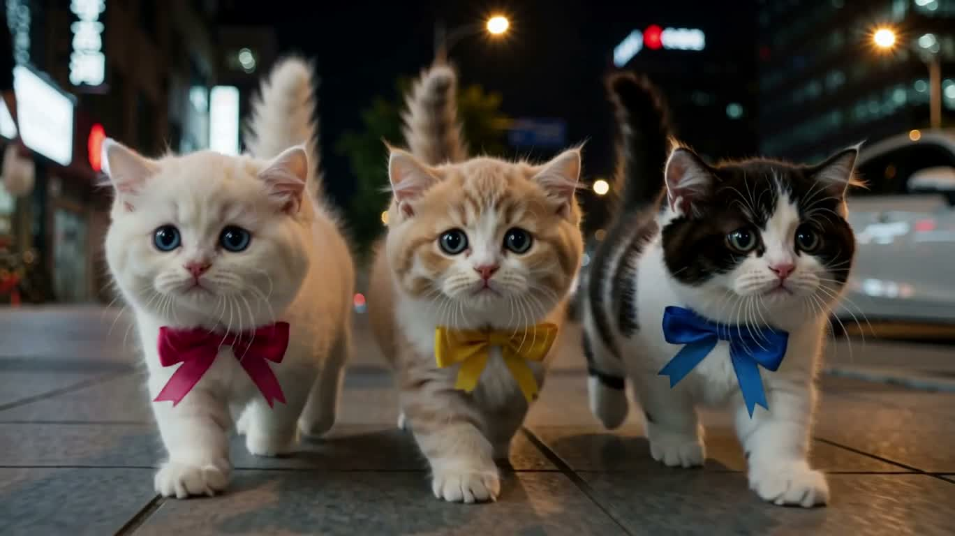 Неоновый ночной кошачий танец