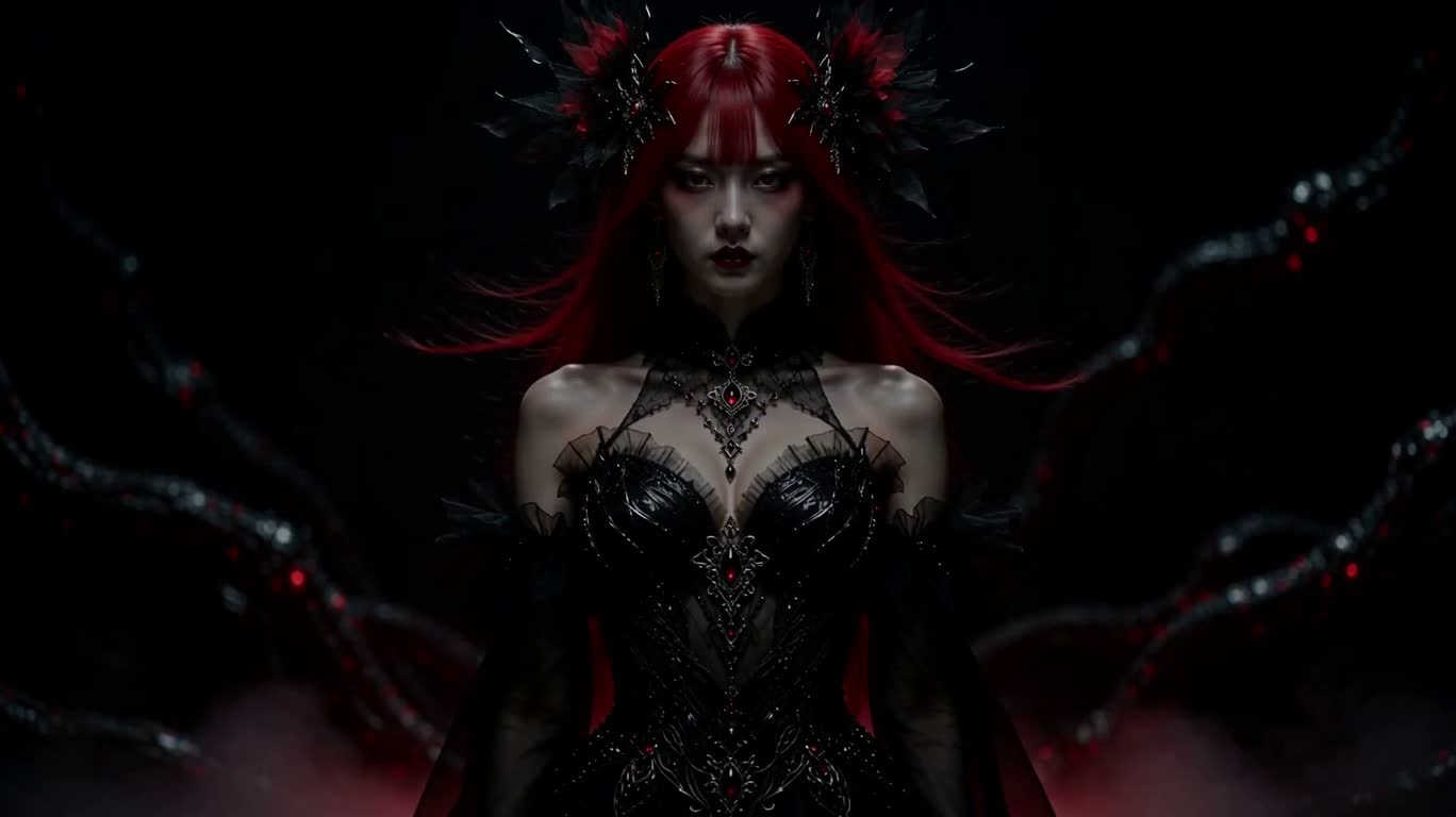 暗夜赤发死亡女神 — AI video creation
