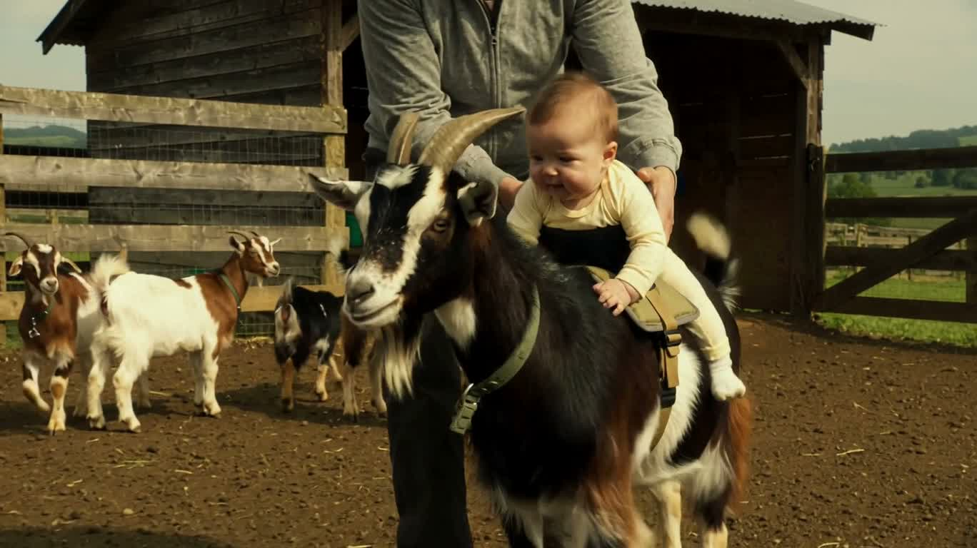 Petit cavalier de la ferme et la chèvre