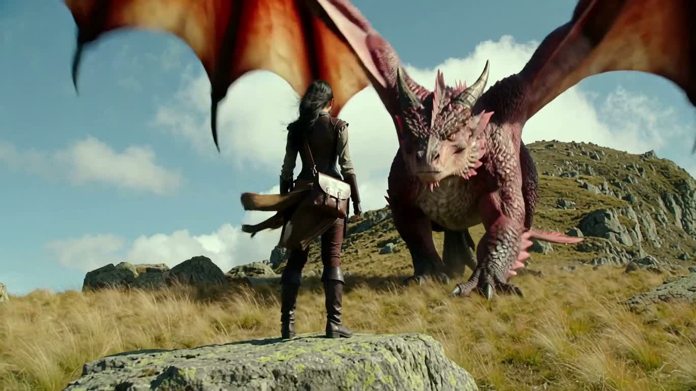 Rencontre du dragon au sommet enneigé