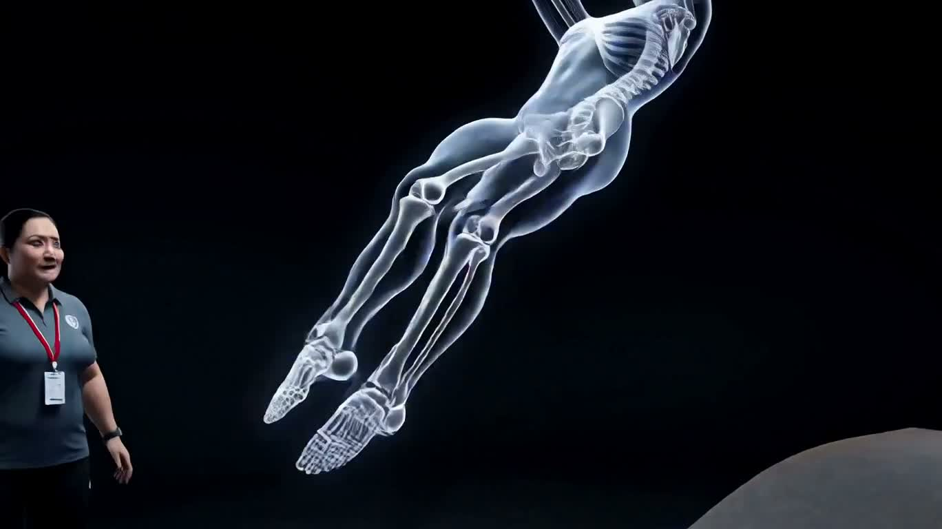 Blue Light Skeleton Gymnastics Landing