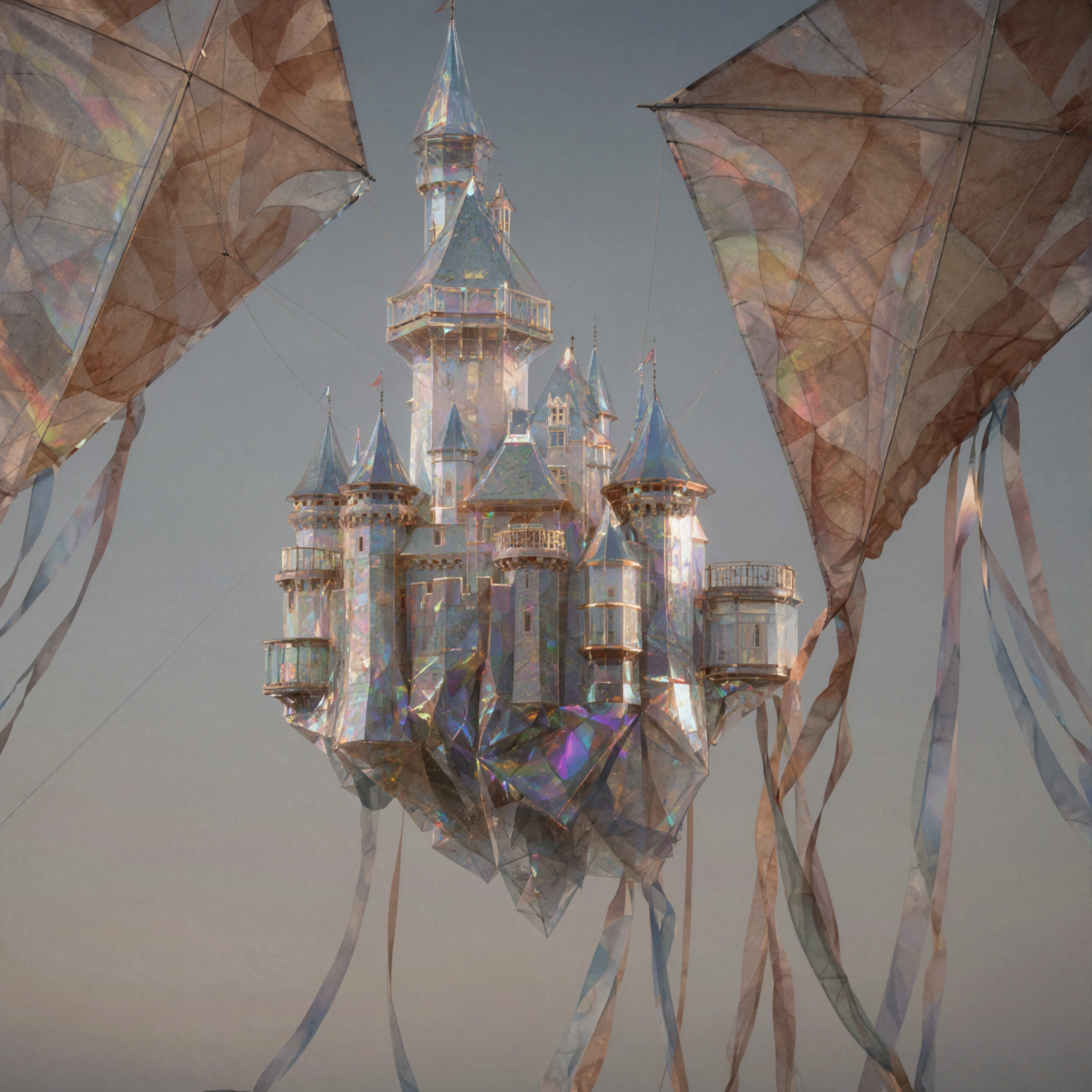 Kite Castle · Holographic Glass — AI image creation