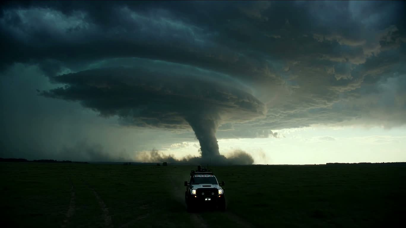 Les chasseurs de tornade foncent vers la tempête