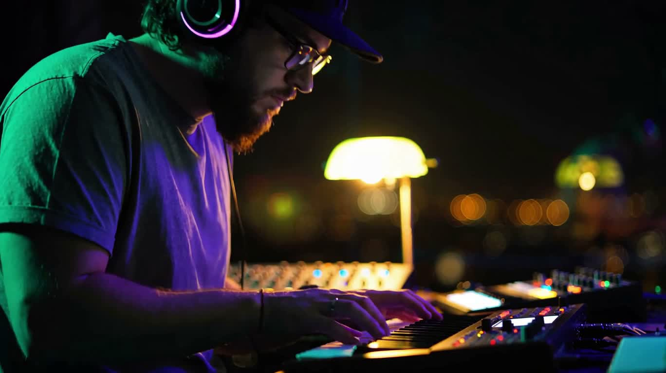 Producteur d'ondes néon — AI video creation