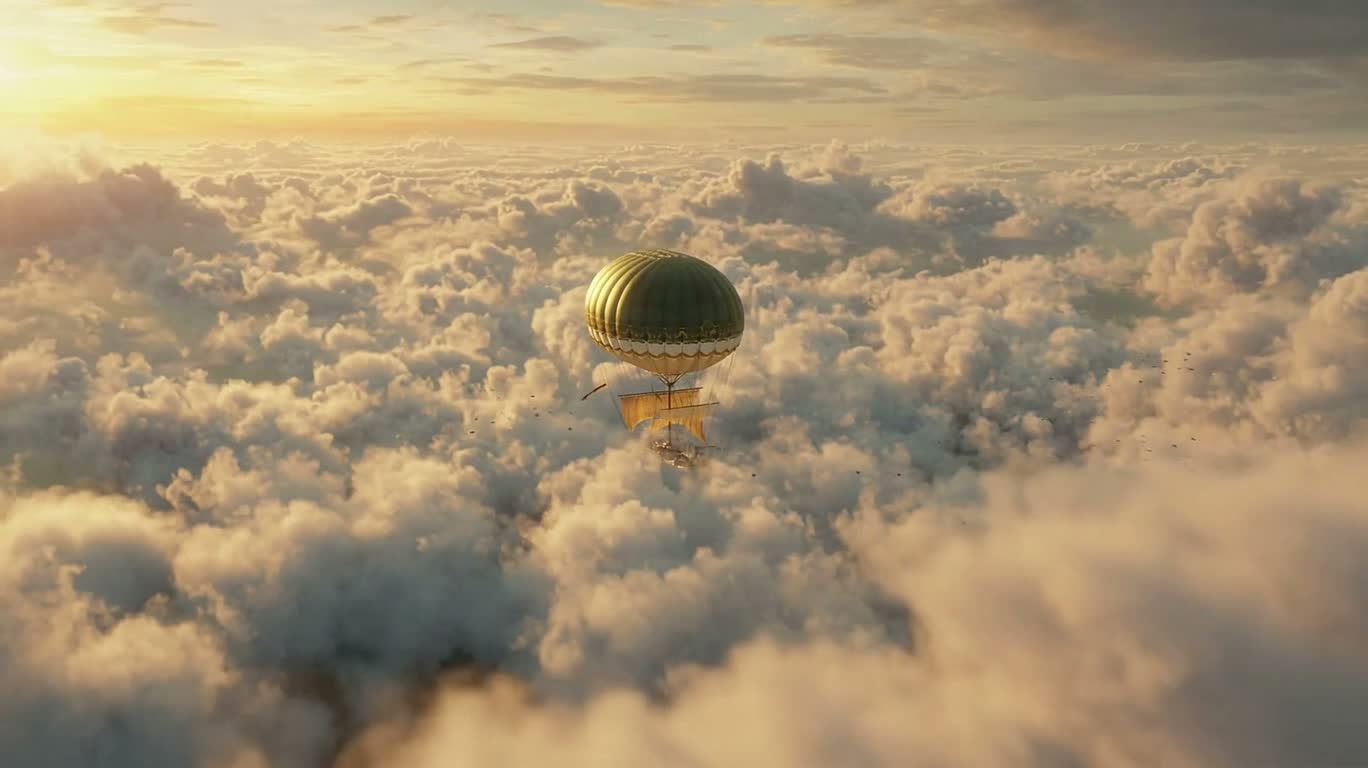 雲海をゆく蒸気飛行船、天空の城へ