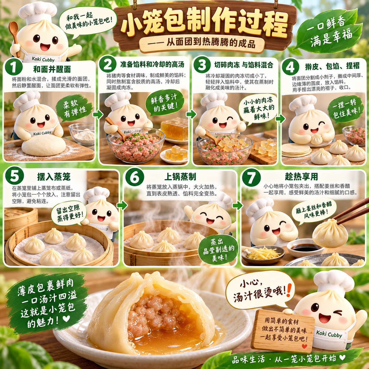 小笼包制作过程3D信息图 — AI image creation