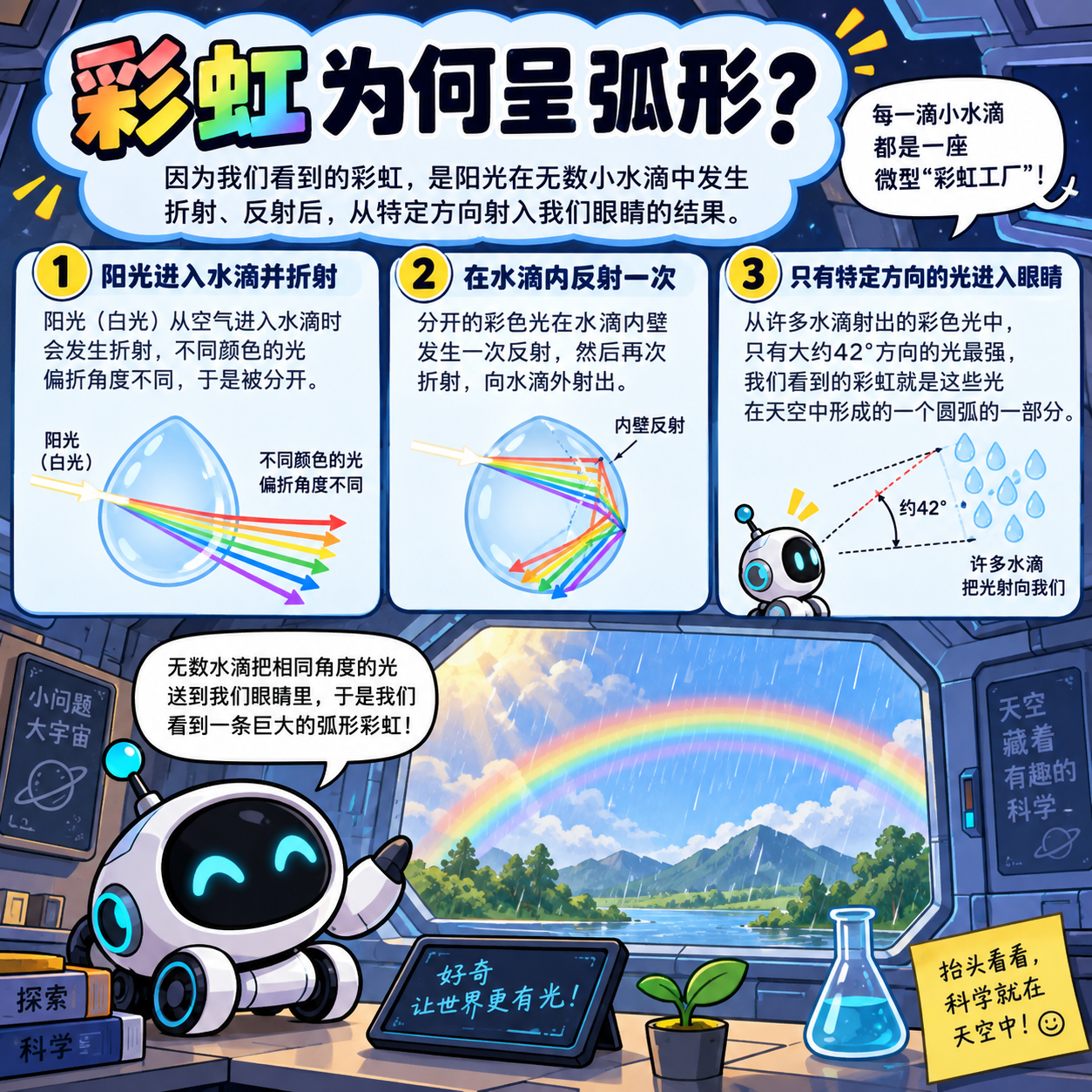 科幻卡通知识说明卡片 — AI image creation