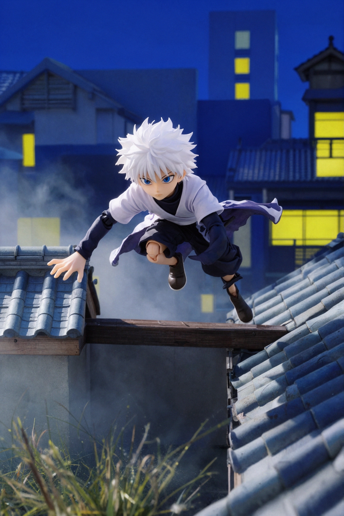 Killua Zoldyck · Par-delà les toits · Ombres dures au soleil — AI image creation