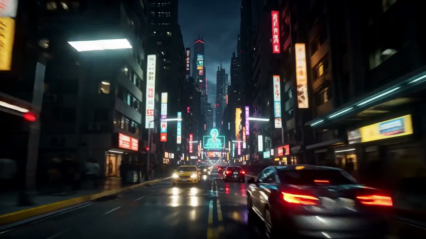 Neon lao nhanh: xuyên qua miền kỹ thuật số — AI video creation