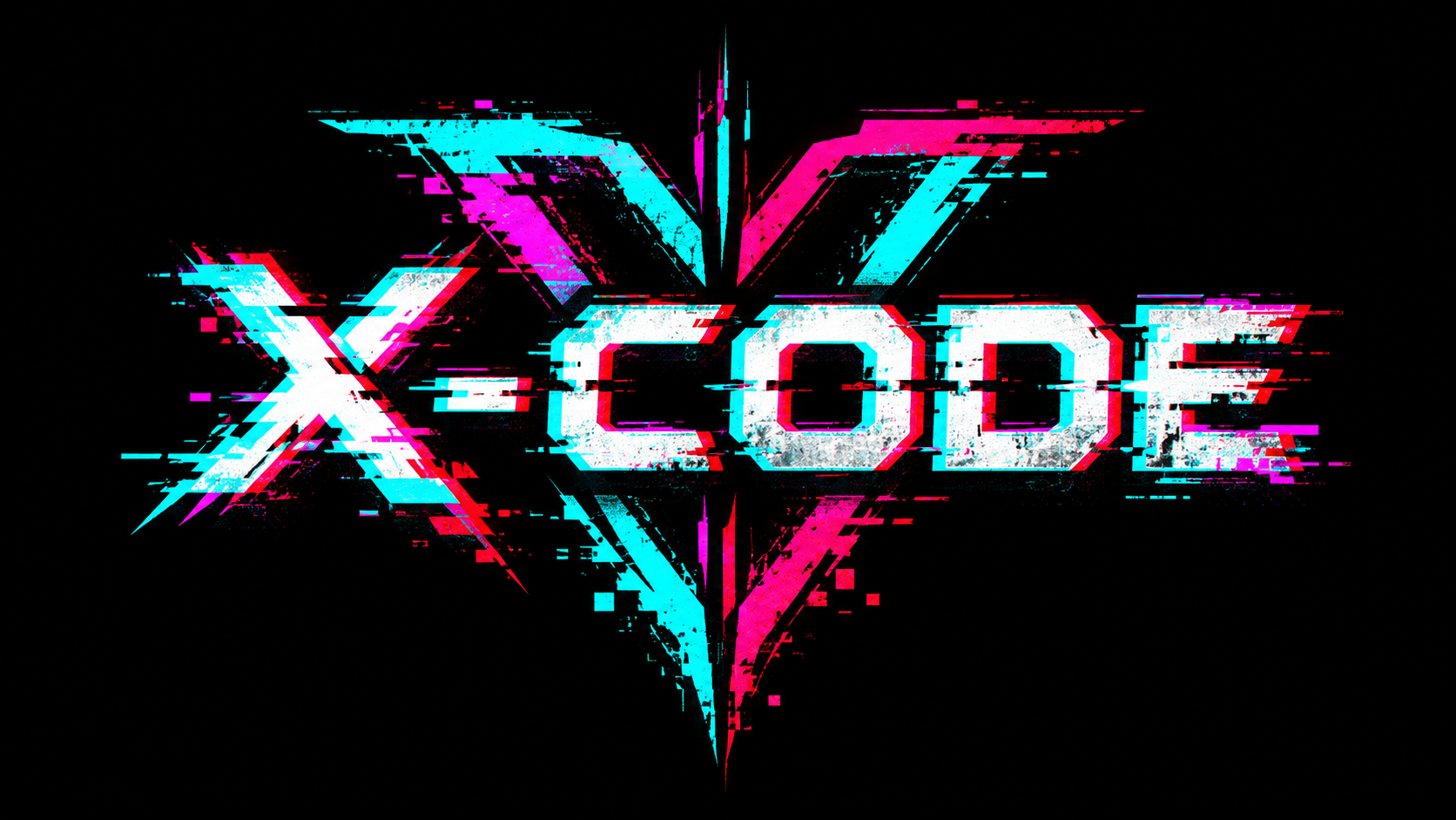X-CODE 네온 글리치 로고