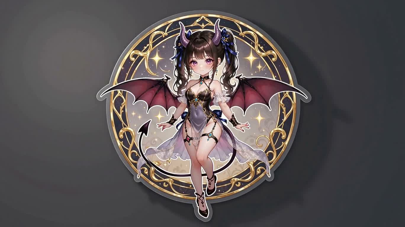 Fantasy Succubus Sticker Illustration