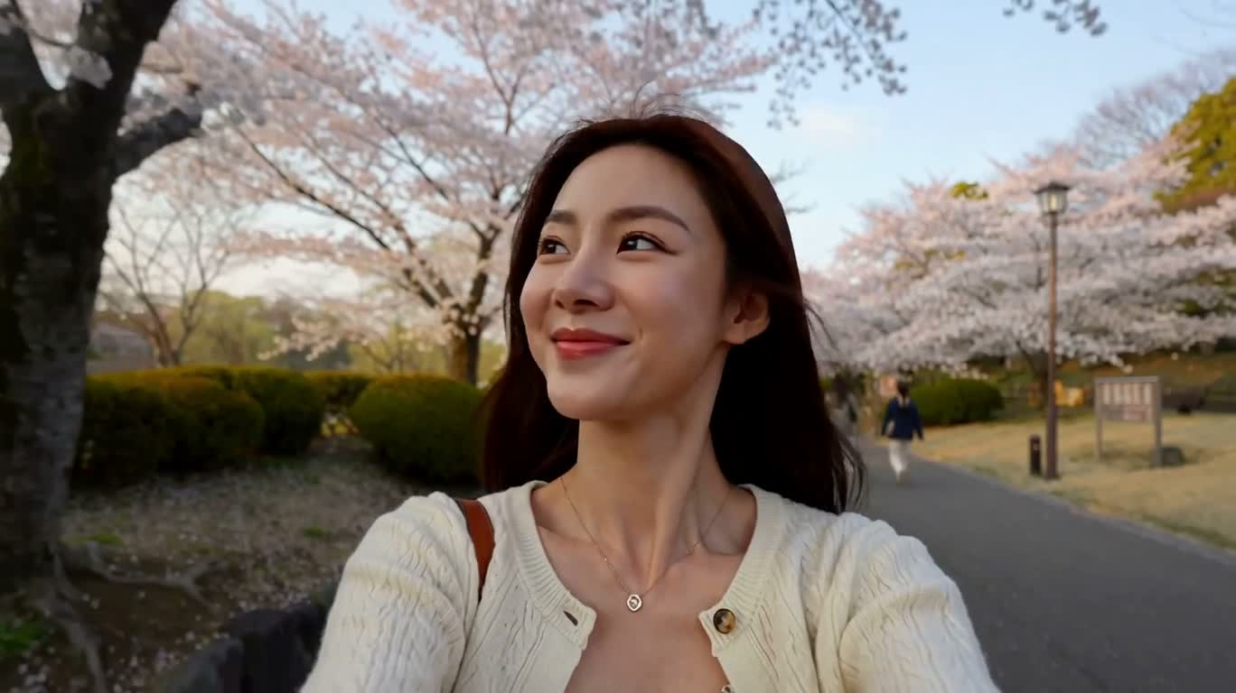Promenade printanière sous les cerisiers en fleurs