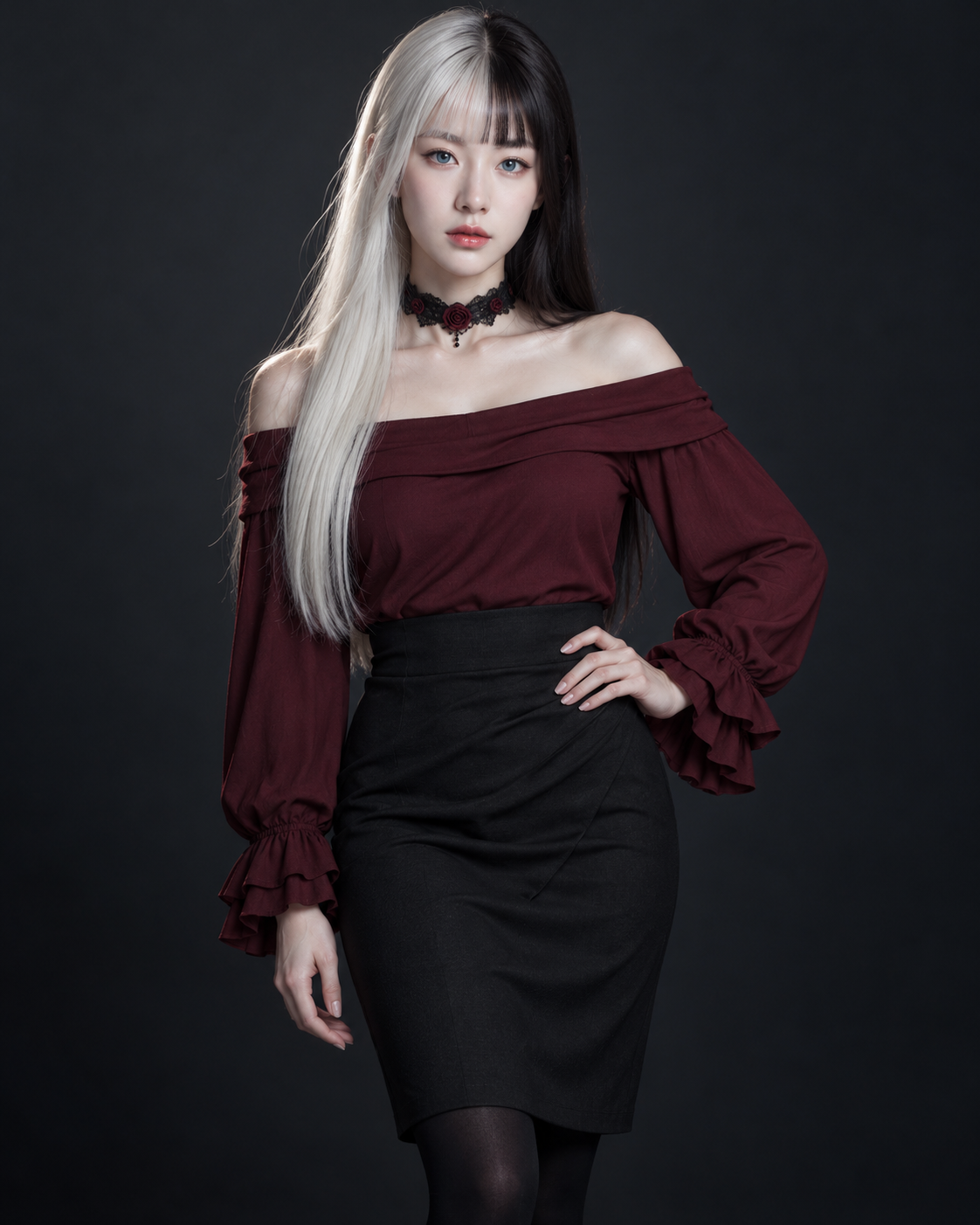 투톤 컬러의 시크한 패션 화보