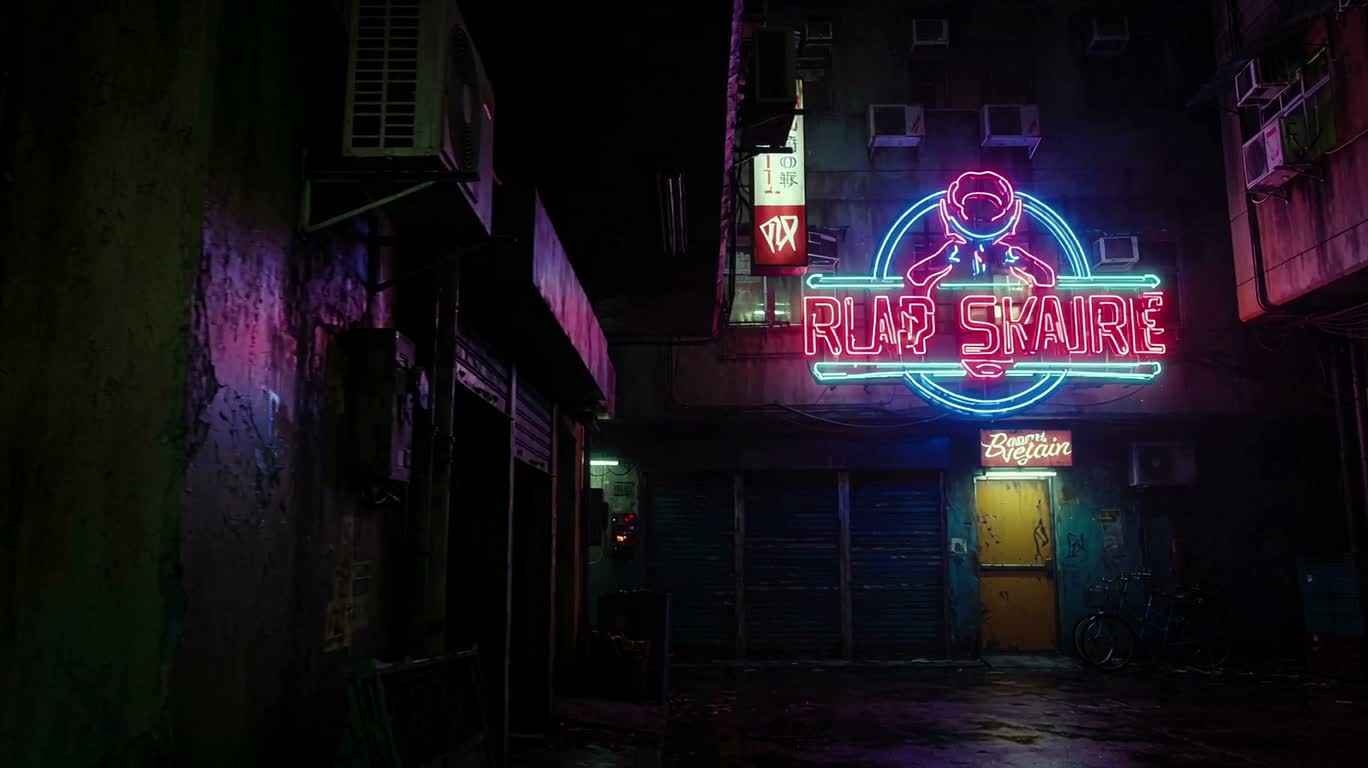 Ruelle sous la pluie néon