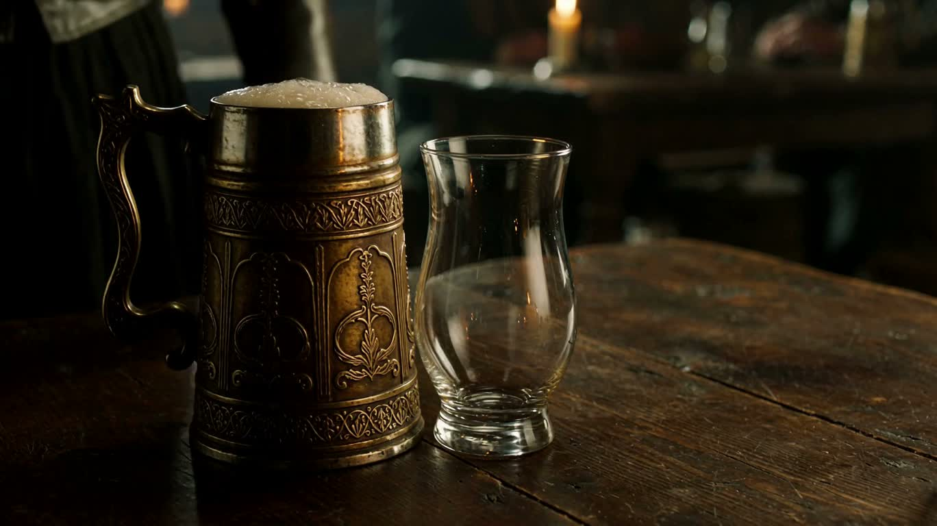 Bière dorée dans la taverne