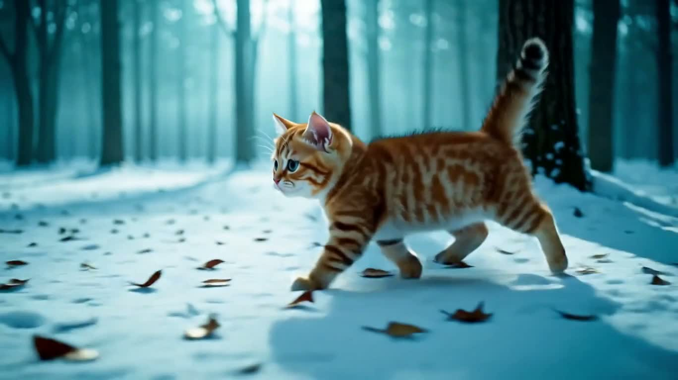 橘猫穿越新年雪夜 — AI video creation