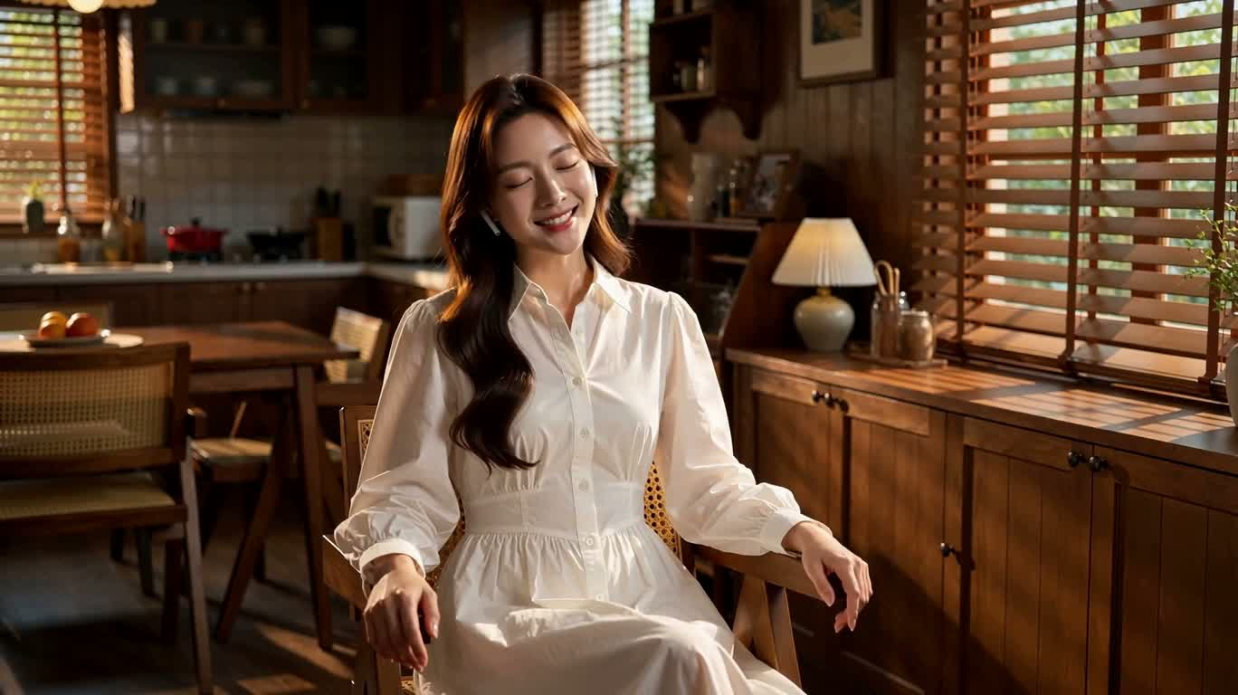 Thời gian đeo tai nghe trong căn nhà gỗ ngập nắng — AI video creation