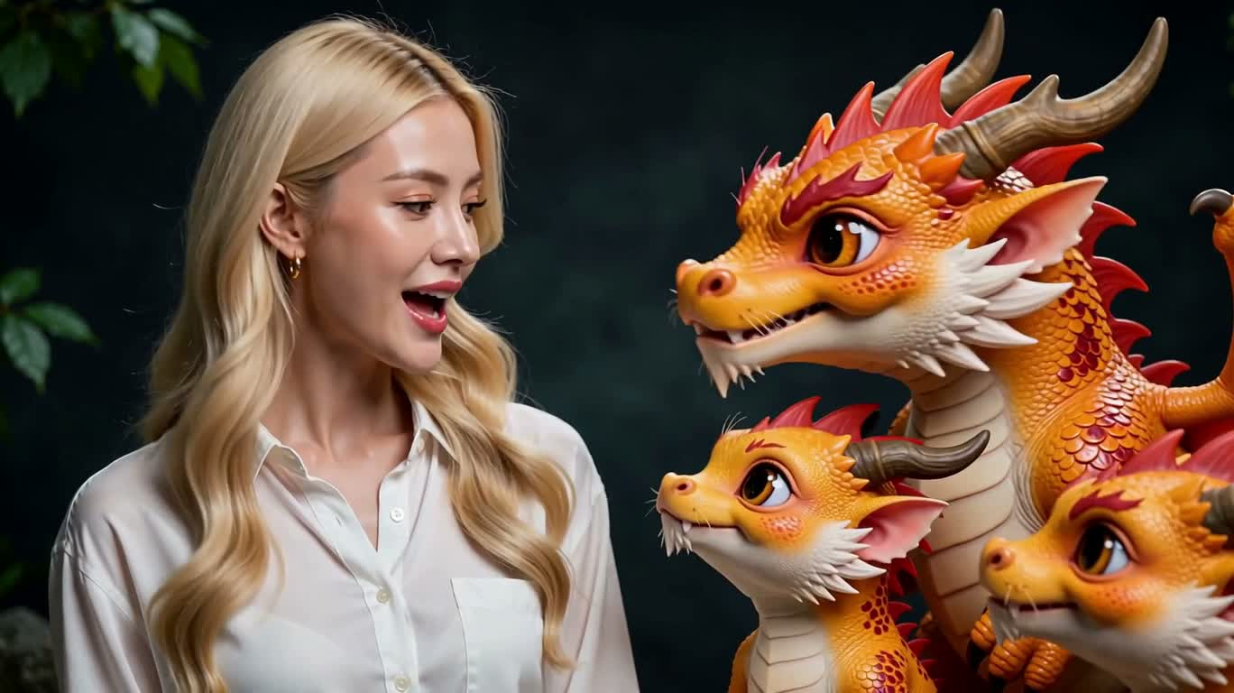 金发女子与火焰幼龙