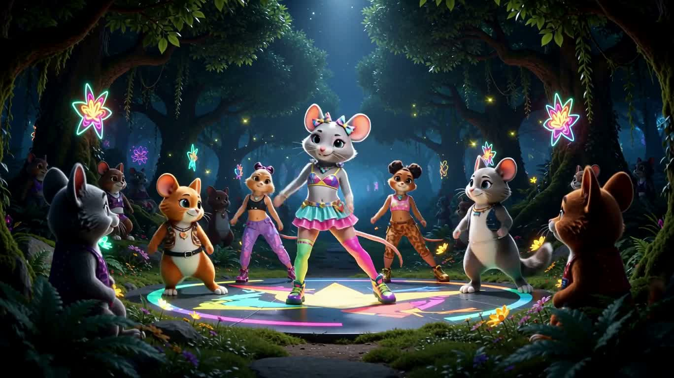Rave néon des rongeurs dans la forêt