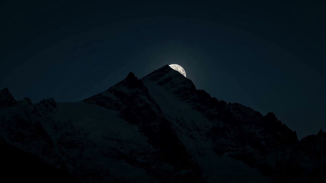 Moonrise Over the Mountain Peak