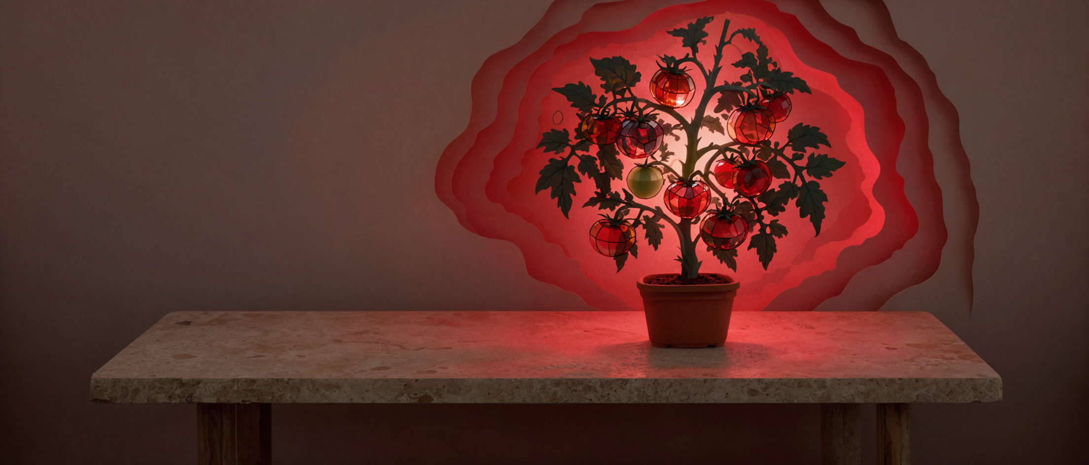 Serre de tomates en verre · Boîte lumineuse en papier découpé