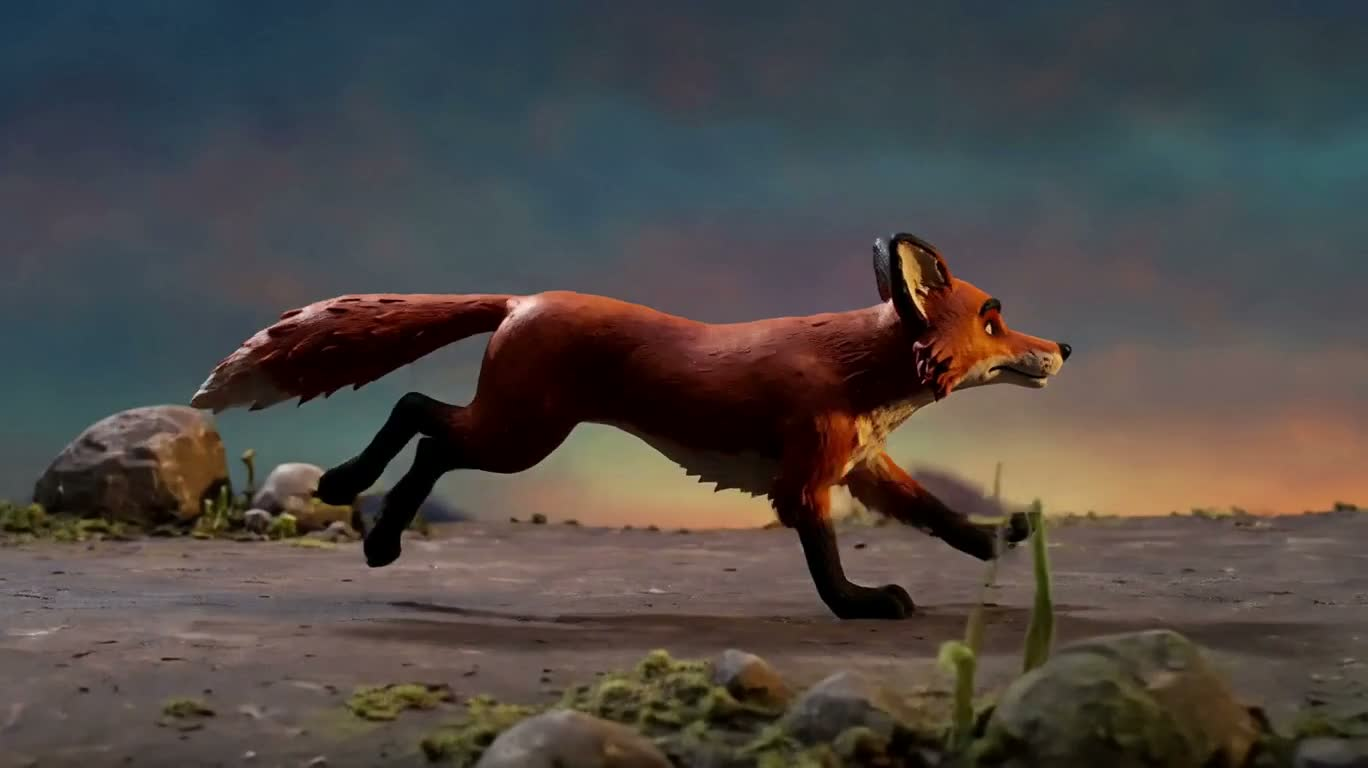 Clay Fox Leaping Over Lava Canyon