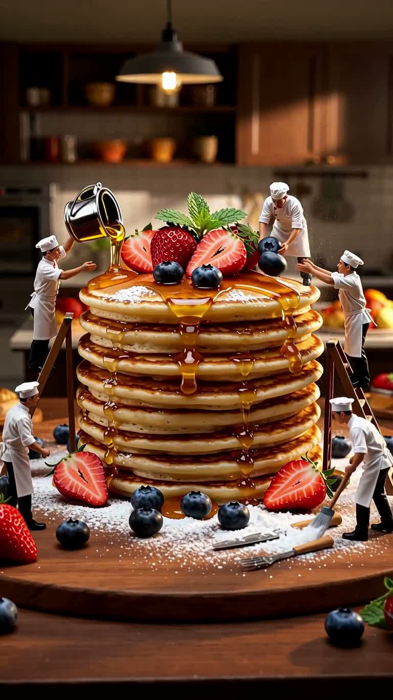 Tháp bánh pancake mật ong ở tiệm bánh nhỏ