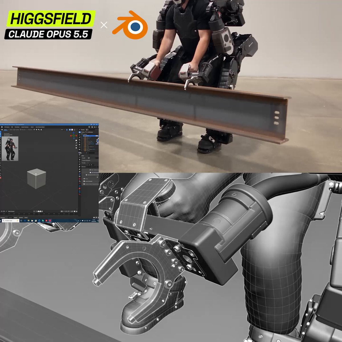 外骨骼重新设计3D模型 — AI video creation