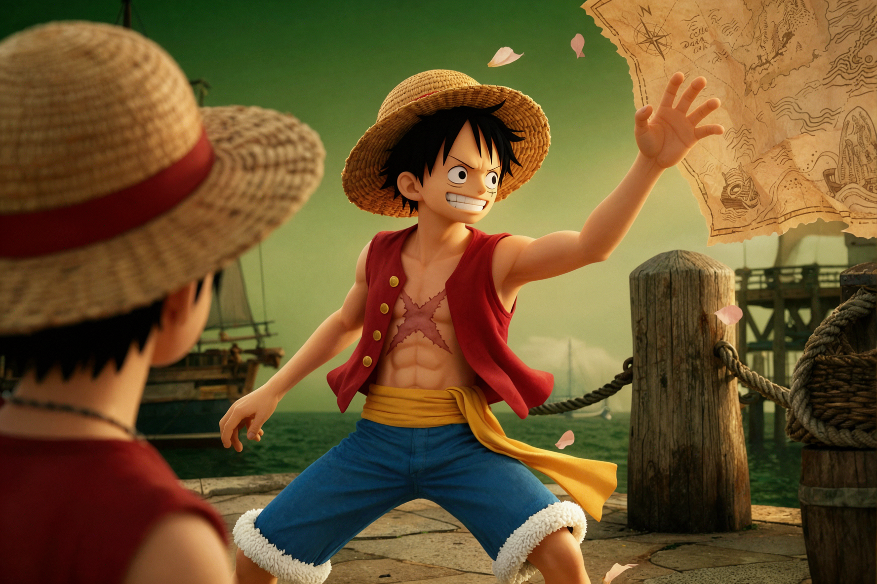 Monkey D. Luffy · Chasing the Flying Hat · Circular Backlight