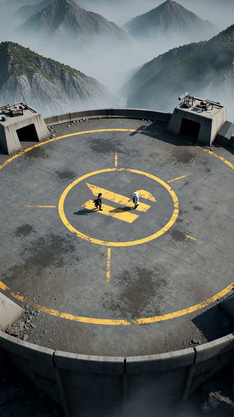 Black Detectives Dueling on a Mountain-Top Round Platform