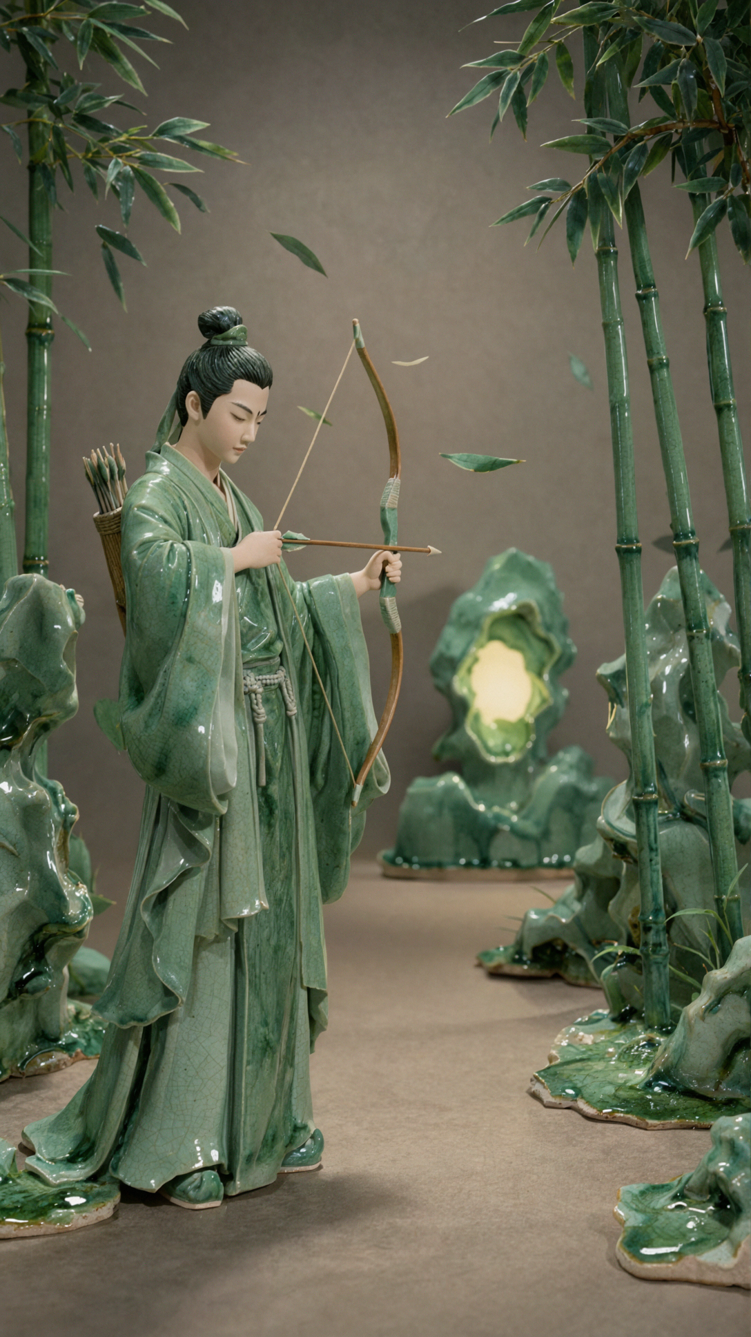 竹林の弓手 · 陶磁釉彩 — AI image creation