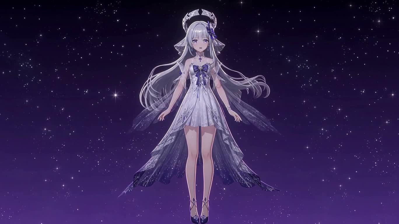 Silver-Haired Girl in Deep Purple Stardust