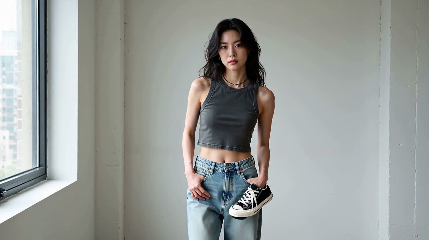 休闲日常的年轻女性肖像