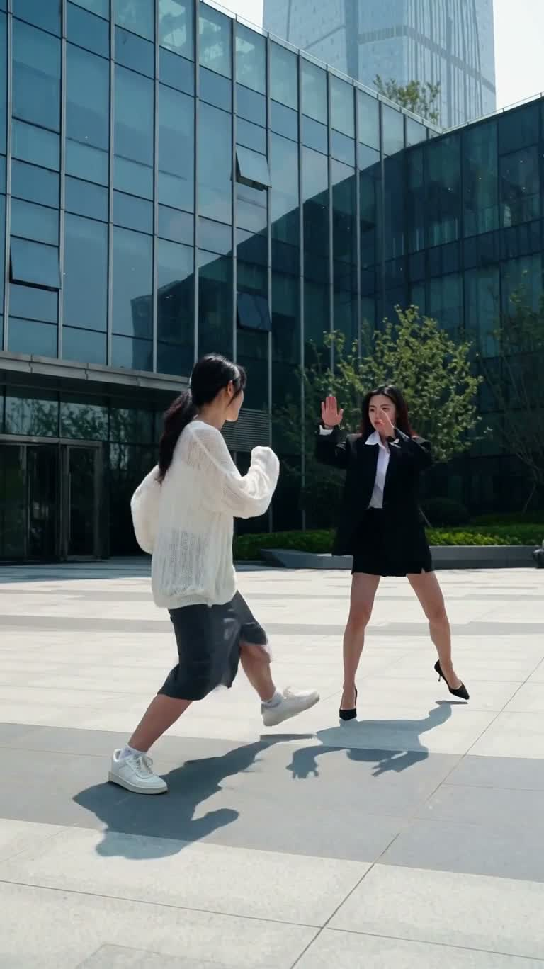 玻璃广场的回旋踢