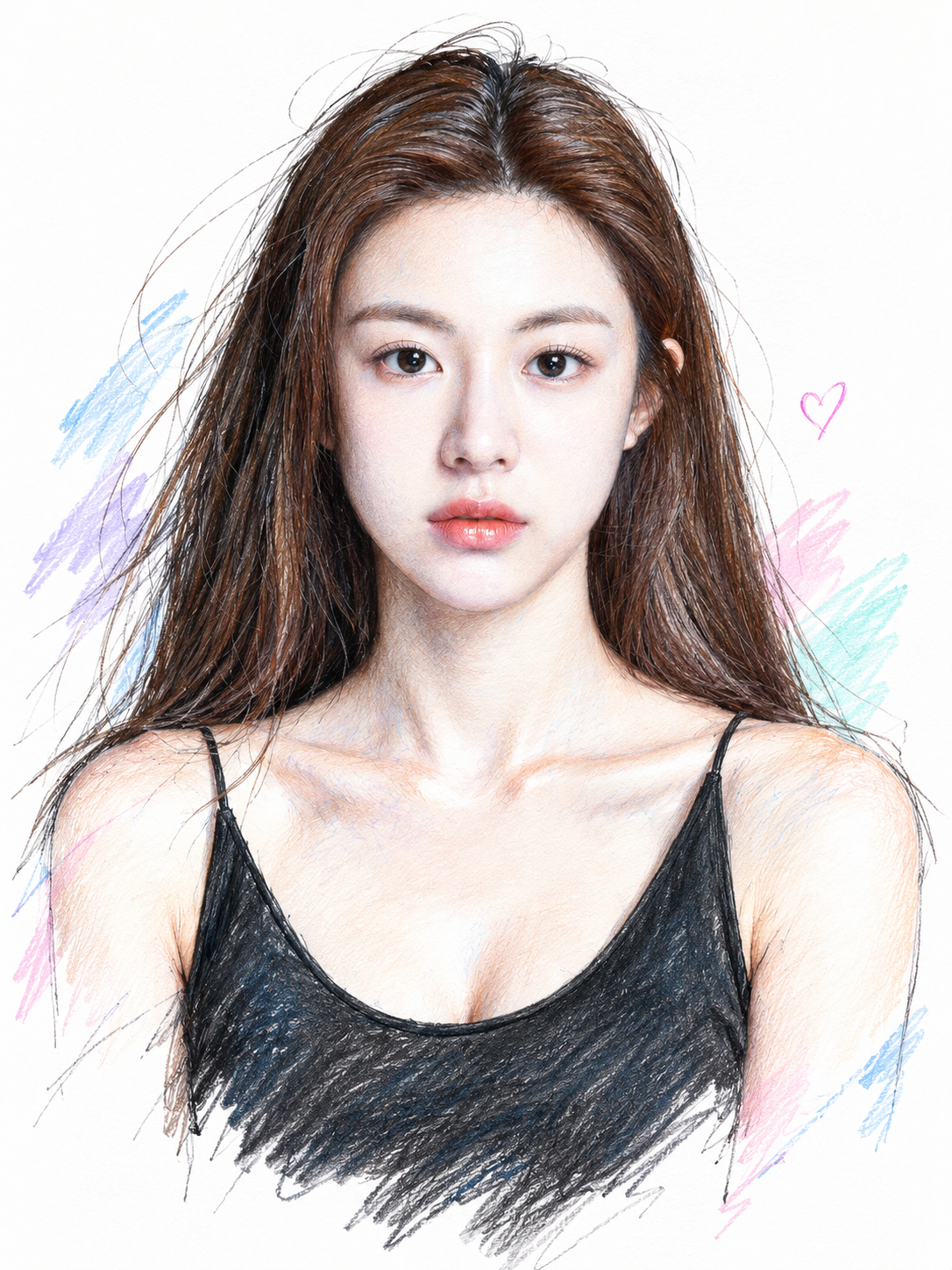사진에서 그림으로: 하이키 색연필 수채 패션 포트레이트