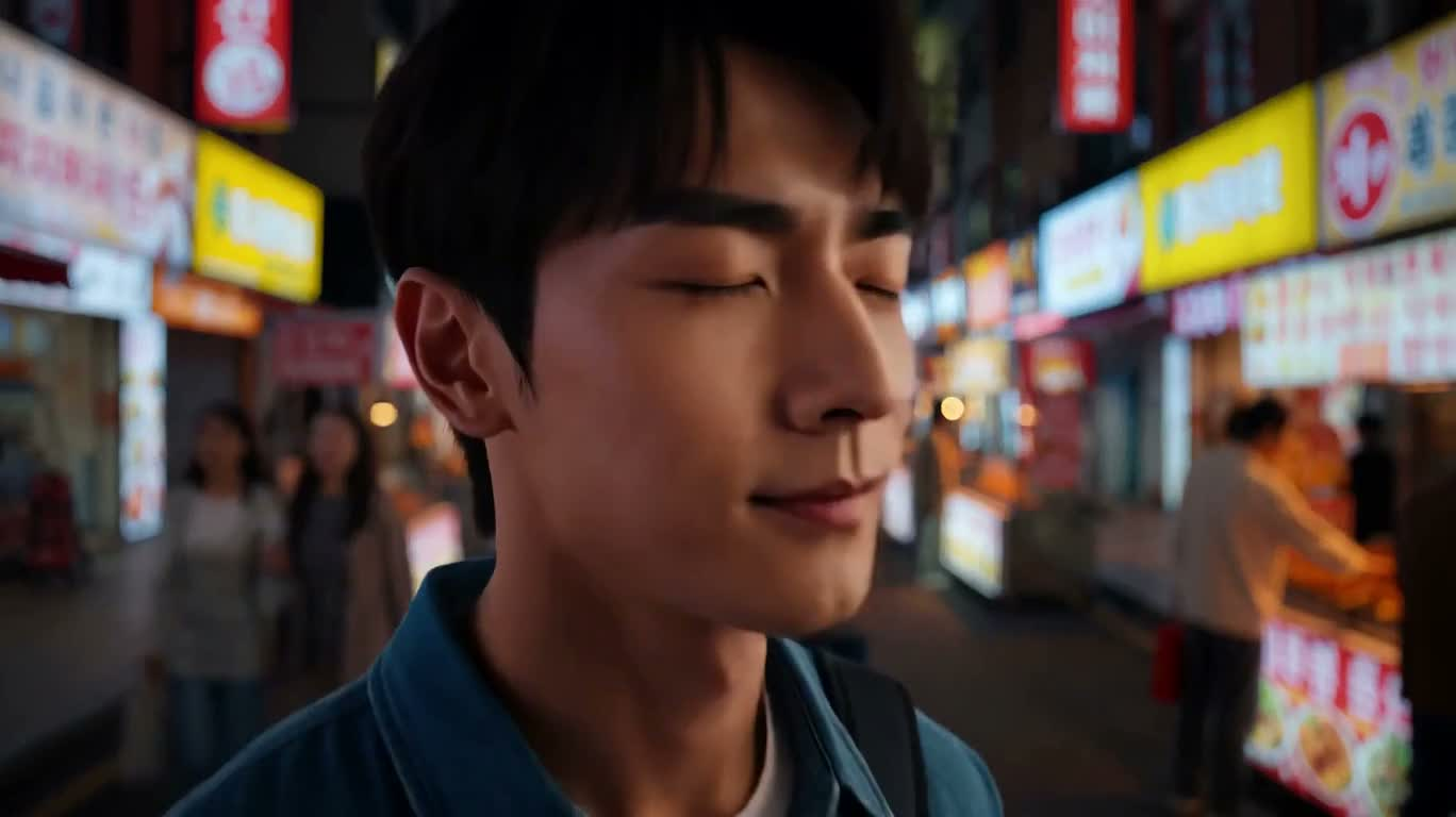 霓虹夜市美食幻境