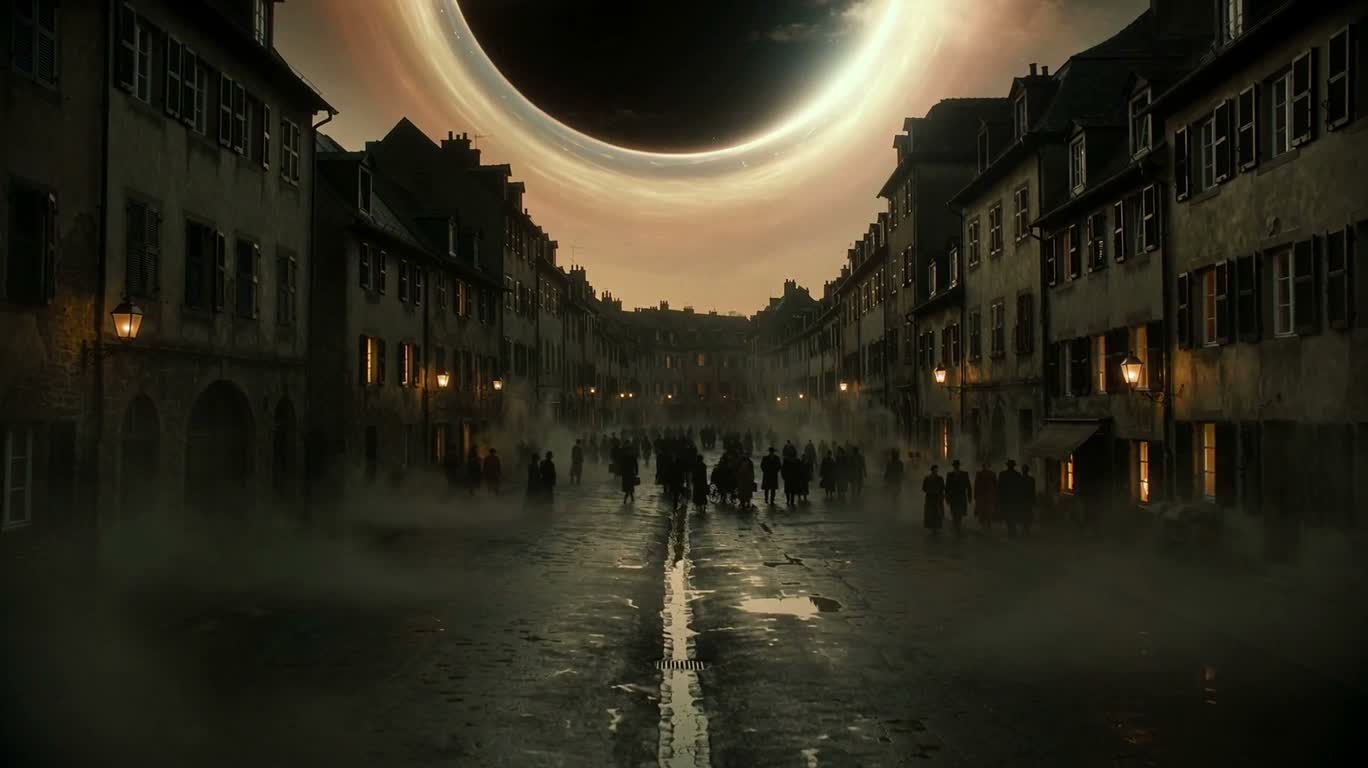 Trou noir dans la ville brumeuse