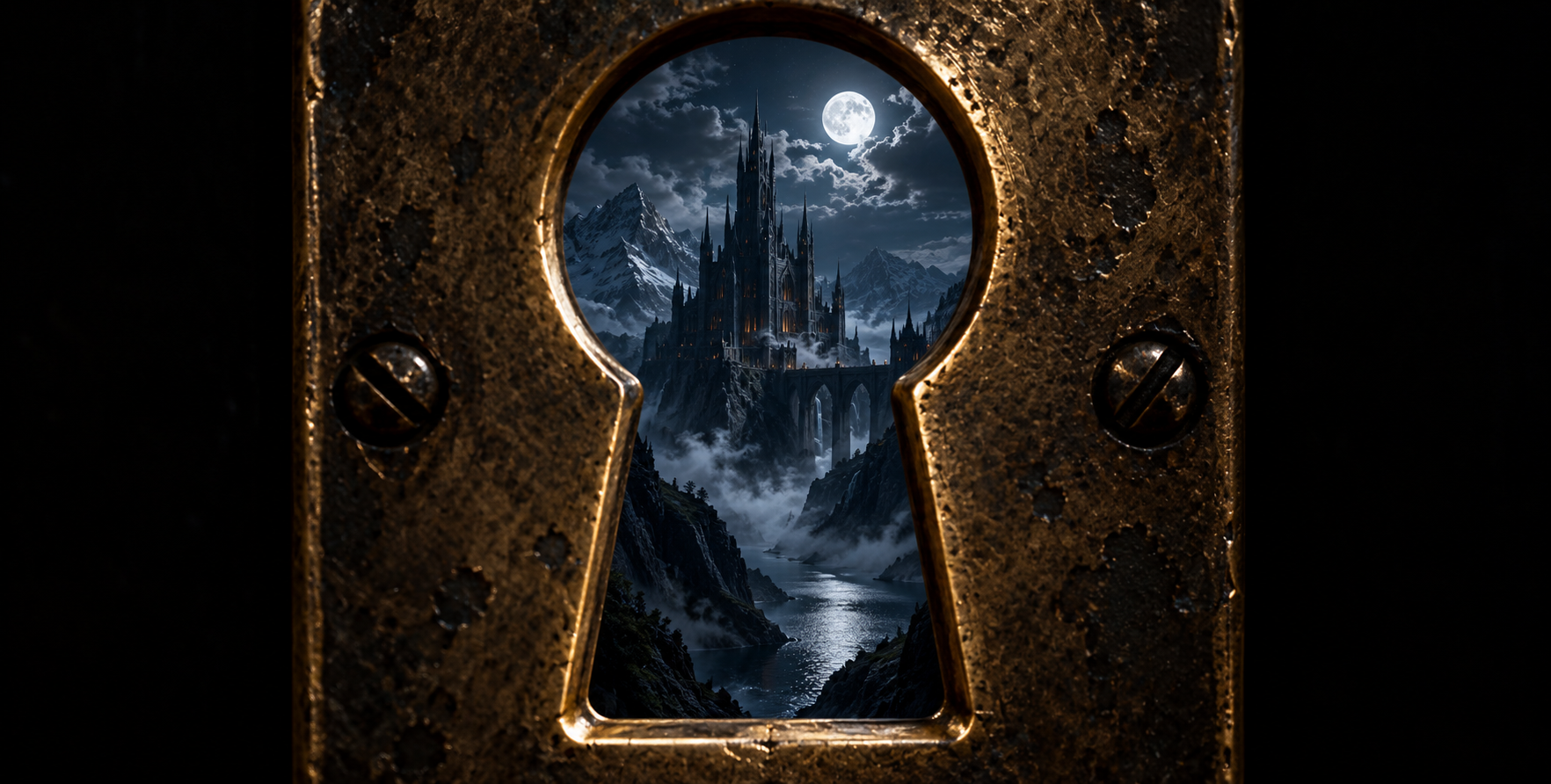 Obsidian Illusion Behind the Brass Keyhole — AI image creation