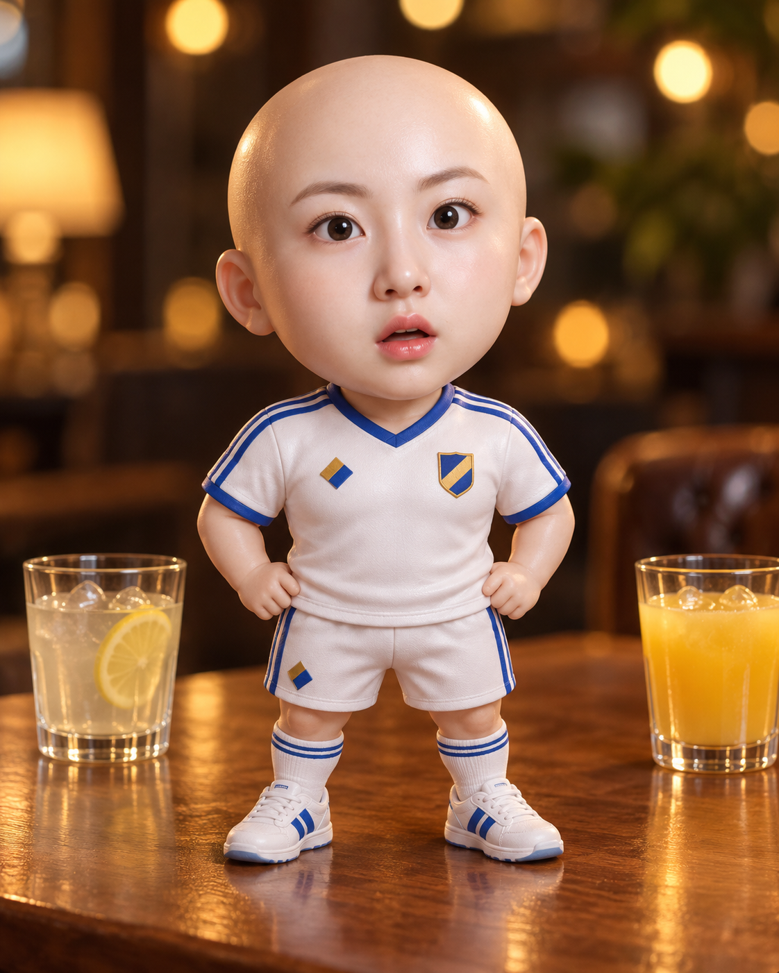 따뜻한 빛의 치비 성인 축구 캐릭터