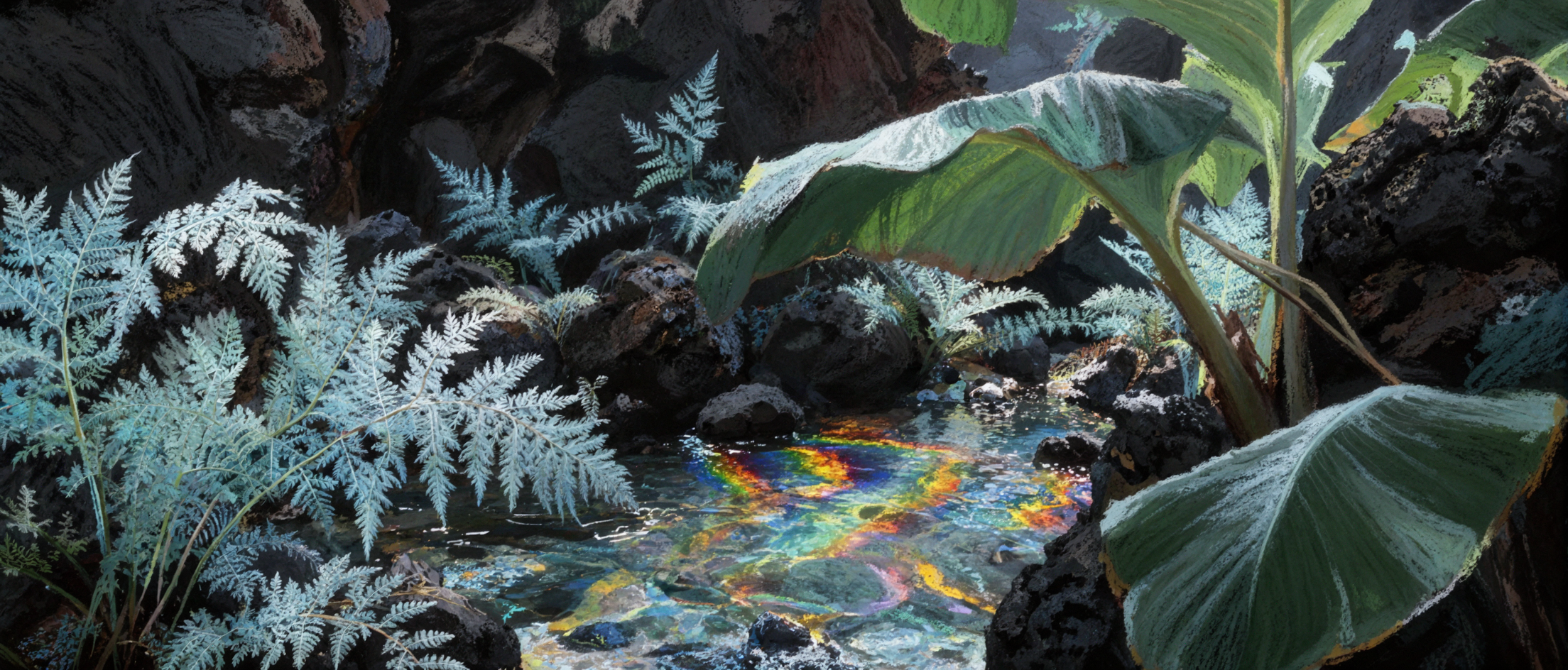 Vallée des fougères de cristal · Pastel à la craie