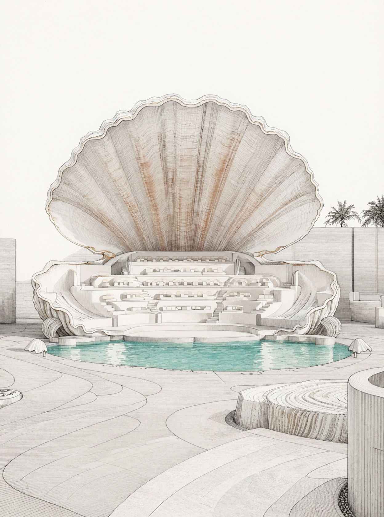 Théâtre de la Coquille de Perle · Dessin au stylo