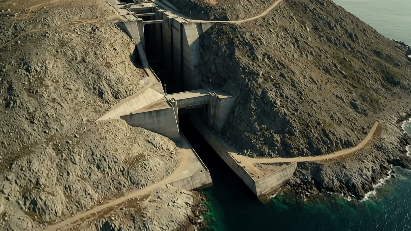 Futuristic Military Base on Cliff Islands — AI video creation